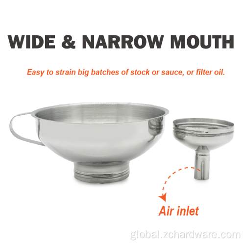 Stainless Steel Canning Funnel Wide Narrow Mouth Funnel Strainer Set With Filter Supplier